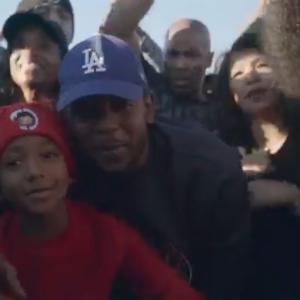 Brandin Stennis on set filming with Kendrick Lamar in Compton for 2016 Grammys video