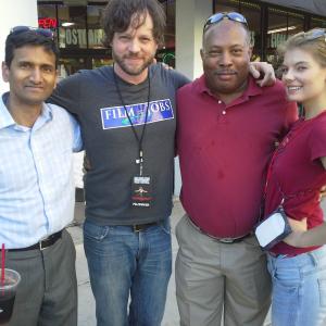 LaMont Johnson at Film=Jobs Rally with NC Film Maker Rob Underhill and Aravind Ragupathi