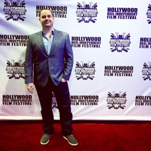 Yannis Zafeiriou on the red carpet for the 2015 Hollywood Reel Independent Film Festival where he won the award for the Best Music Video of the Year.
