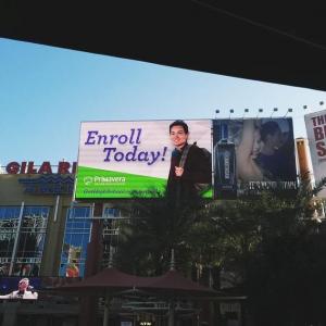 Billboard of Roberto Cordero Jr from his first TV commercial Primavera Online
