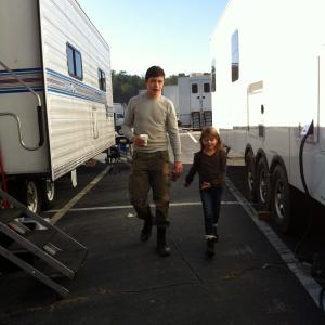 with Nick Robinson on set of The Fifth Wave my brother Flynn is Tank