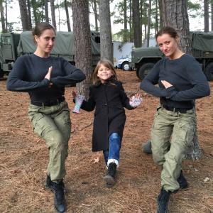 learning some new moves while hanging out with the stunt girls on set of The Fifth Wave my brother Flynn is Tank