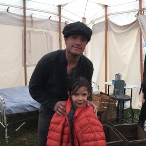 On the set of In Dubious Battle (2015) pictured: Lola Sultan and Josh Hutcherson