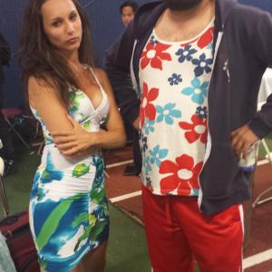 Acting tough with Bobby Moynihan on set of Staten Island Summer