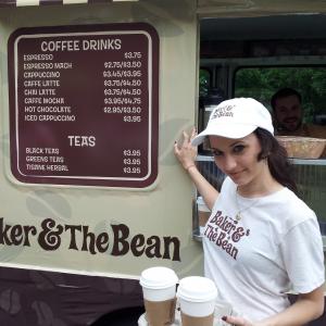 On set of Royal Pains - Baker & The Bean Barista