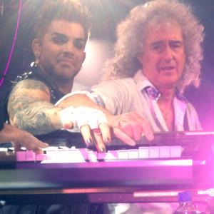 On stage with Adam Lambert and Brian May of Queen