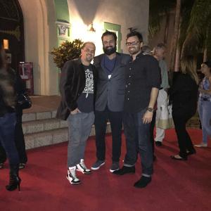 WriterDirector David Rebollar with the lead actors Pablo A Suarez and Michael Martinez of Hold the Cuckoo for the world premiere at Cinema Paradiso Fort Lauderdale for the Fort Lauderdale International Film Festival