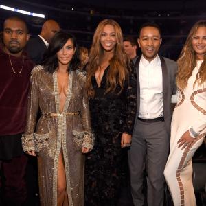 Beyonc Knowles Kanye West John Legend Kim Kardashian West and Chrissy Teigen at event of The 57th Annual Grammy Awards 2015