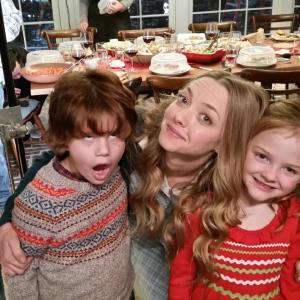 On set at Love the Coopers with Amanda and Max