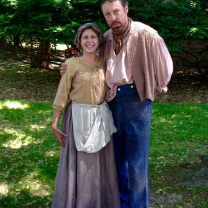 On set for The Great Experiment Urban Trinity with my onset husband Together we crossed the Atlantic in 1847 with our 3 children under 5 Ha!