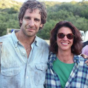 Scott Bakula and producer Jane Raimondi on the set of Special Effects for the theater trailer series for the Los Angeles Times