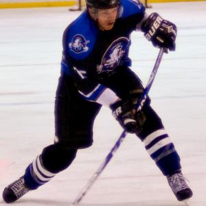 Playing professional hockey for the Evansville Icemen. 2008/2009 season