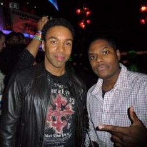 Allen Payne and Gerald Cato Cezr celebrate at Tyler Perry wrap party.