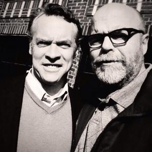 With old pal Tate Donovan on the set of Hostages