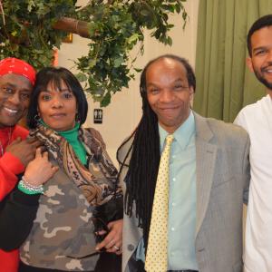Anthony Jackson Luana Claxton Frederick and Nixon Ceasar pose after premiere of Nat Turner play