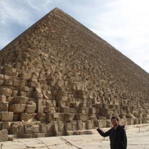This is picture of me next to one of the big pyramids in Egypt.