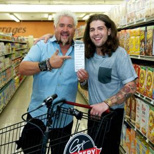 Chef Sammy Monsour with Guy Fieri after Winning $20,000 on Guy's Grocery Games