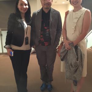 Paramount's Casey Wu, actor/writer/director Zheng Xu, Angel Chen