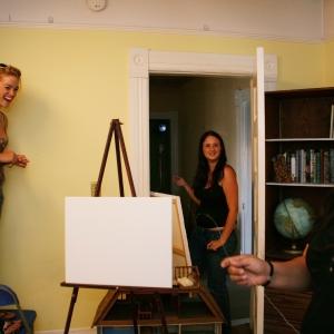 Prop master Cara Mullins, Prod. Designer Alexa Roland, & Art Director Marissa Gallardo prepare Adalyn's bedroom