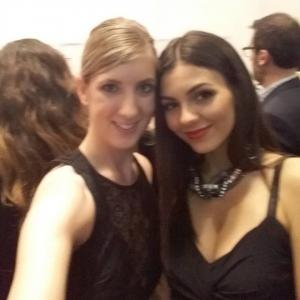 Audrey Hendricks and Victoria Justice take a selfie at the Sherlock Holmes Premier