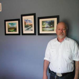 Me with 3 of James Best, Water Colors, Paintings.