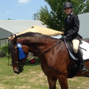 Kenzington and I at our first horse show Grand Champ of the Day in Green Horse division