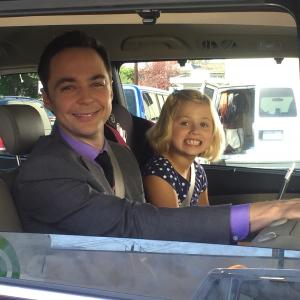 Aubrey with Jim Parsons on the Intel Commercial