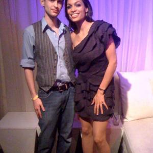 Nick Bolton and Rosario Dawson attend a post Teen Choice Awards gifting suite.
