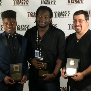 The Director, Domonic Smith, Cinematographer, Scott Sullivan, and yours truly at the TBUFF awards show. RESET won 4 awards. Best Visual Effects, Best Short Director, Best Florida Short Film, and Audience Choice Short Film!!