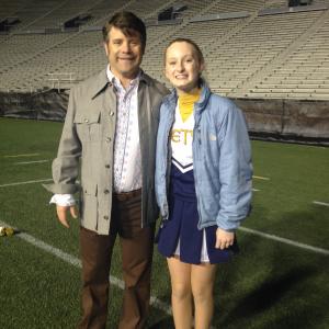 Farris Turner on set for Woodlawn 2015 with Sean Astin