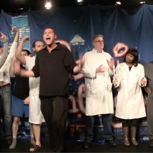 James Daly III leads the cast of Comic Energy Philly during the taping of season two