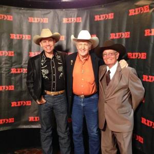 Bob Terry, Cowboy Movie Stuntman Dean Smith and Don Kay (Little Brown Jug) Reynolds. Photo taken during the Ride TV network launch party.