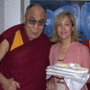 Actress Cali T Rossen with His Holiness the Dalai Lama on Earth Day 2012