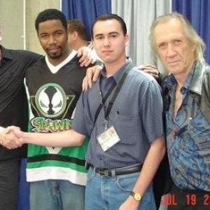 Mario Flores with Michael Madsen, Michael Jay white and David Carradine.