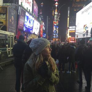 Alice Marie Sheehan in Time Square on Christmas Eve
