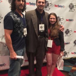 AWARDWINNING directorproducerwriter Sam Borowski poses on the red carpet at the 2015 Northeast Film Festival with AWARDWINNING director Pat Necerato of the feature film Voiceless with actress Kalene Speranza