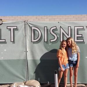Lauren and sister Ashlen at Disney studios filming a promo commercial for the movie Maleficent
