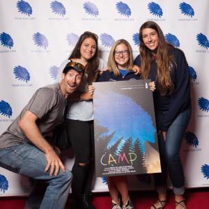 Producer Mark Tjaden with Dani Cohen Dana Putterman and Jessica Knysz at the premier of Camp at the Tarrytown Music Hall in New York
