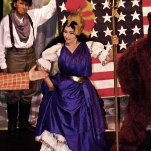 As Gold Rush Era It girl Lola Montez portraying the goddess Eureka in a patriotic finale at Old Sacramentos Eagle Theatre Time Travel Weekends 2011 with Red Barn Productions