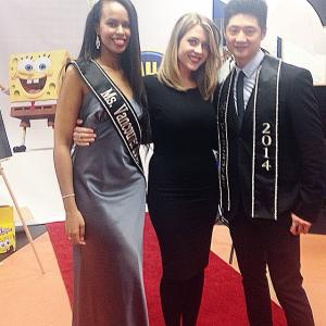 Ashleigh Davidson, Vancouver Television Host, in between Ms and Mr Vancouver 2015. Promoting paramount pictures and nickelodeon's new Spongebob Squarepants movie: Sponge out of water.