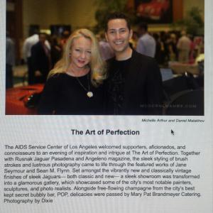 Article from Modern Luxury/Angeleno magazine's website. Artists' night with the work of Golden Globe winning Actress Jane Seymour and her son Sean M. Flynn