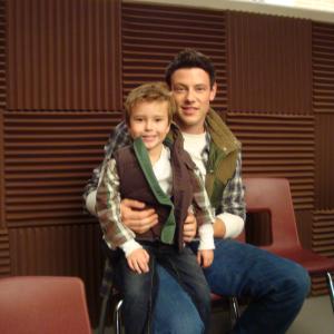 With Cory Monteith on the set of Glee