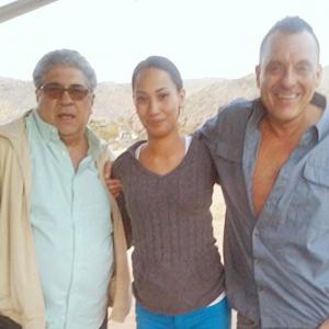 Vincent Pastore Louise Conleyand Tom Sizemore on the set of Calico Skies