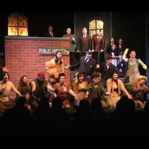 standing at far left playing OLD MAN STRONG in URINETOWN at The Music Box Swoyersville PA