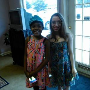 April Nicole Tweedy on set with Shania Brown for Kid Talk with Shania