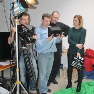February 20th 2015. From left to right: Dilgesh Rojbeyani, director Ritchie Vermeire, Curt Coekaerts and Melek Menese on the set of 
