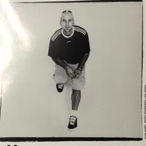 1997. No band for awhile. 1st experimental Solo album promo pic w/ Skechers indie artist sponsorship. These shoes saved in storage, many ohers to homeless.