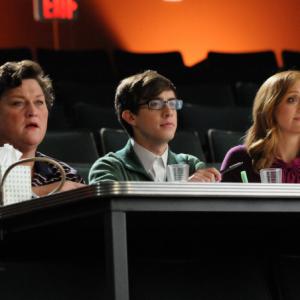 Still of Dot-Marie Jones, Jayma Mays and Kevin McHale in Glee (2009)