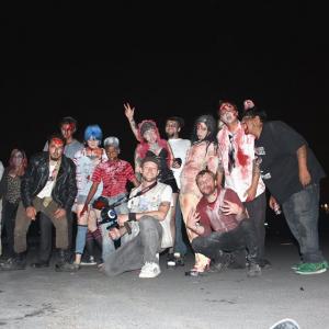 With a gang of the undead on set in Oakland
