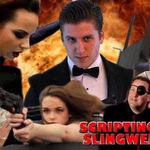 Still of Zoe Ziemkiewicz, Richie Rollins, Benjamin Berg, Natasha June, Brennen Thompson, Josiah Vaccaro and Ron Rigby in Scripting Slingwell (2014)